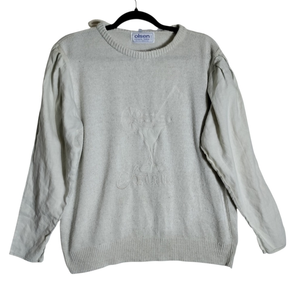Olsen European Fashion Womens Linen Blend Softdrink Cocktail‎ Sweater Italy 42